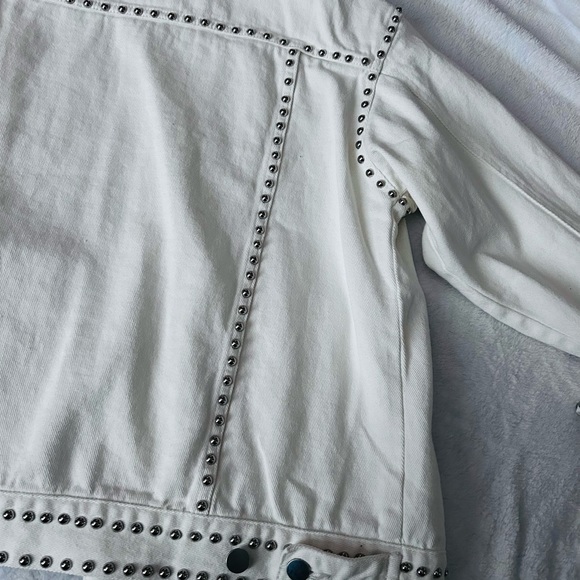 White Studded Oversized Jean Jacket - Picture 8 of 8